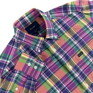 Faconnable Shirt Mens S Multicolor Plaid Long Sleeve Button Down Club Fit France